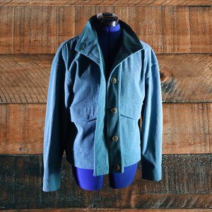 Avec Les Filles - Turquoise Blue Corduroy Collared Jacket - Medium